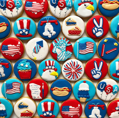 One dozen July 4th decorated cookies
