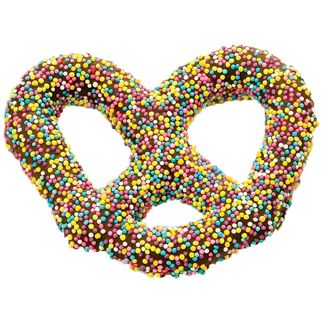 Milk Chocolate Covered Pretzels with Candy Seeds