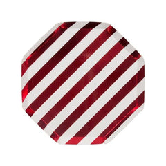 Meri Meri Shiny Red Striped Side Plates 8 pc
