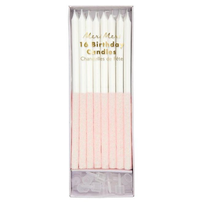 Meri Meri 16 Birthday Candles Pink Glitter – Madison K Cookies