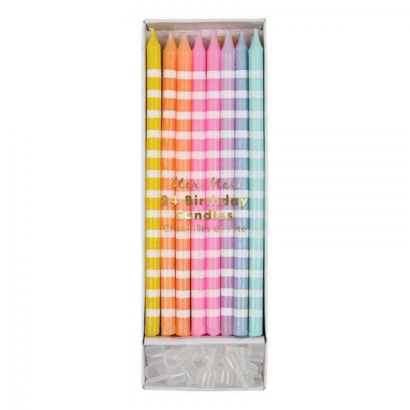 Meri Meri 24 Birthday Candles Pastel Stripe